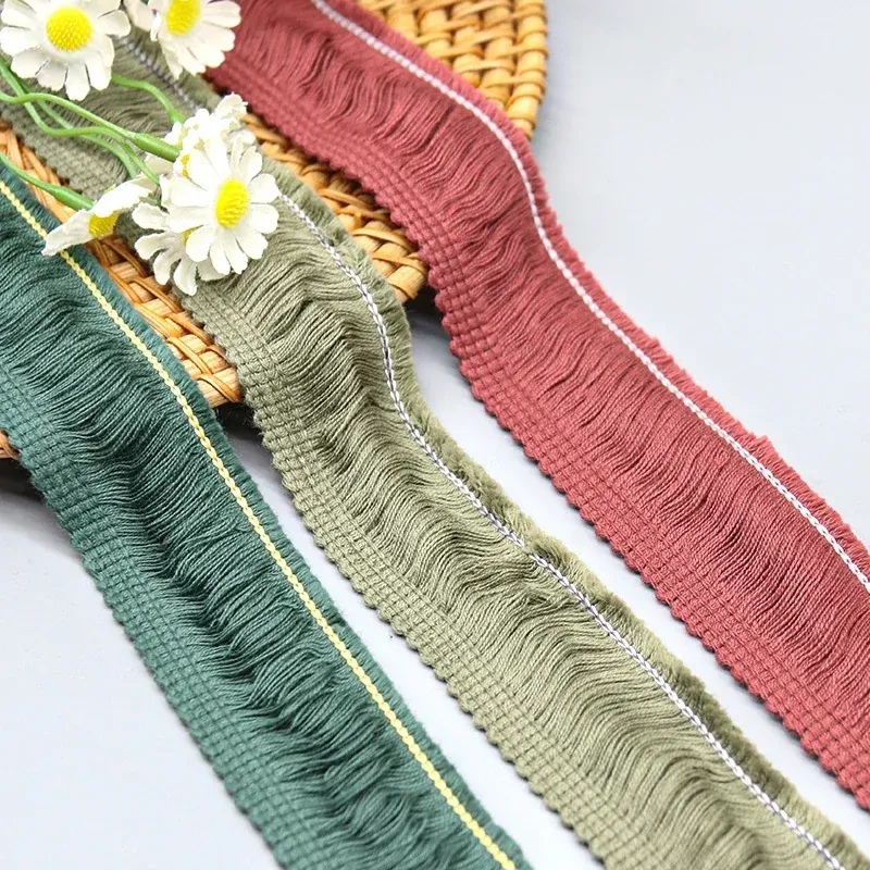 Brushed Wave Cotton Fringe Lace Trim 3.2cm for Bohemian Home Décor, main product view