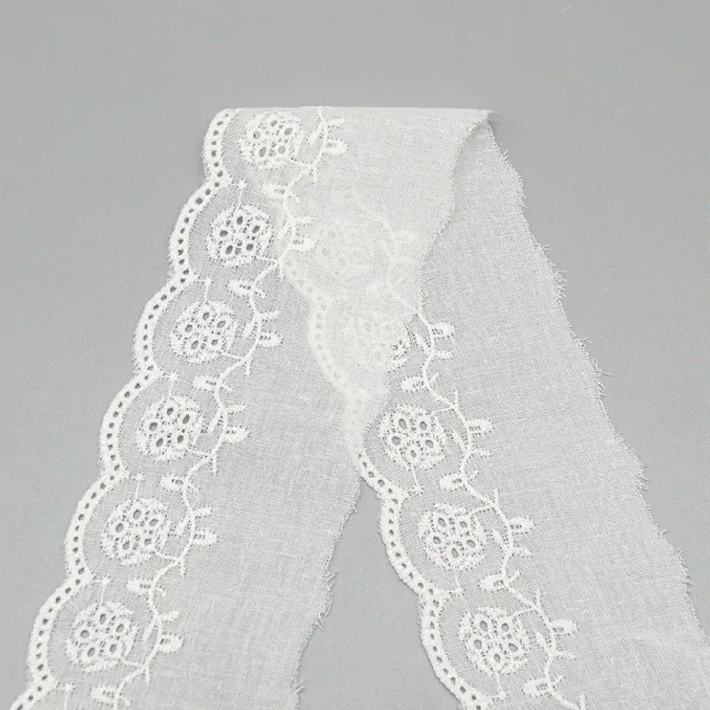 Rose Eyelet 100% Cotton Embroidered Lace Trim 6.8cm for Summer Dress & Children's Wear, product detail view 3