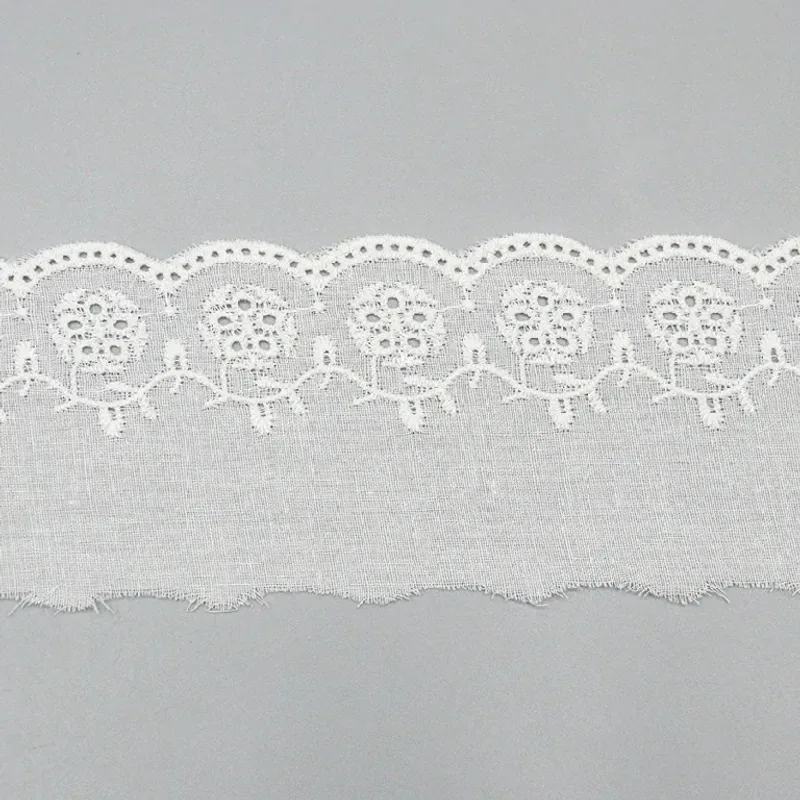 Rose Eyelet 100% Cotton Embroidered Lace Trim 6.8cm for Summer Dress & Children's Wear, product detail view 6