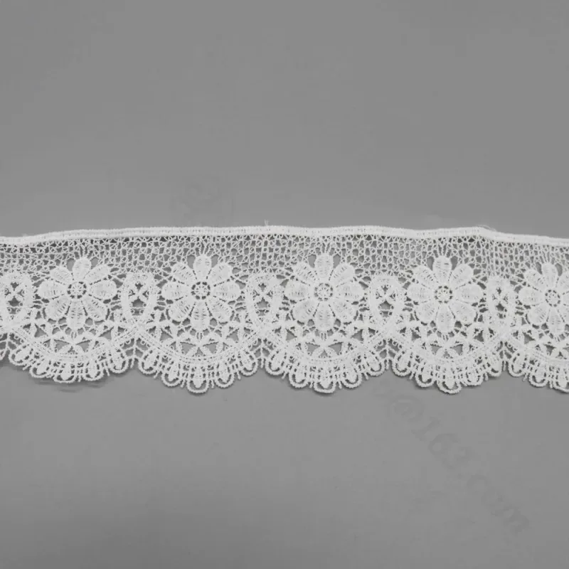 Garden Rose Milk Fiber 100% Polyester Water Soluble Lace Trim 7.6cm for Bridal & Evening Wear, product detail view 6