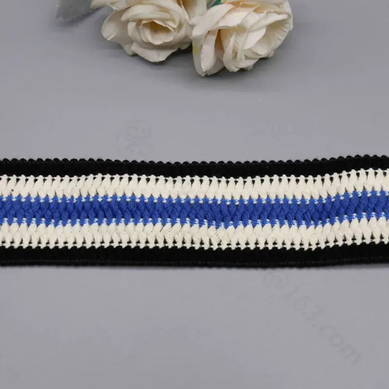 Nautical Stripe Polyester & Cotton Crochet Lace Trim 4.5cm for Sportswear & Casual Fashion, product detail view 5