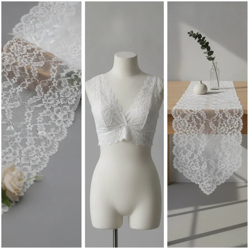 Wide Floral Nylon-Spandex Galloon Lace — detail view 4 Wide Floral Nylon-Spandex Galloon Lace — detail view 4