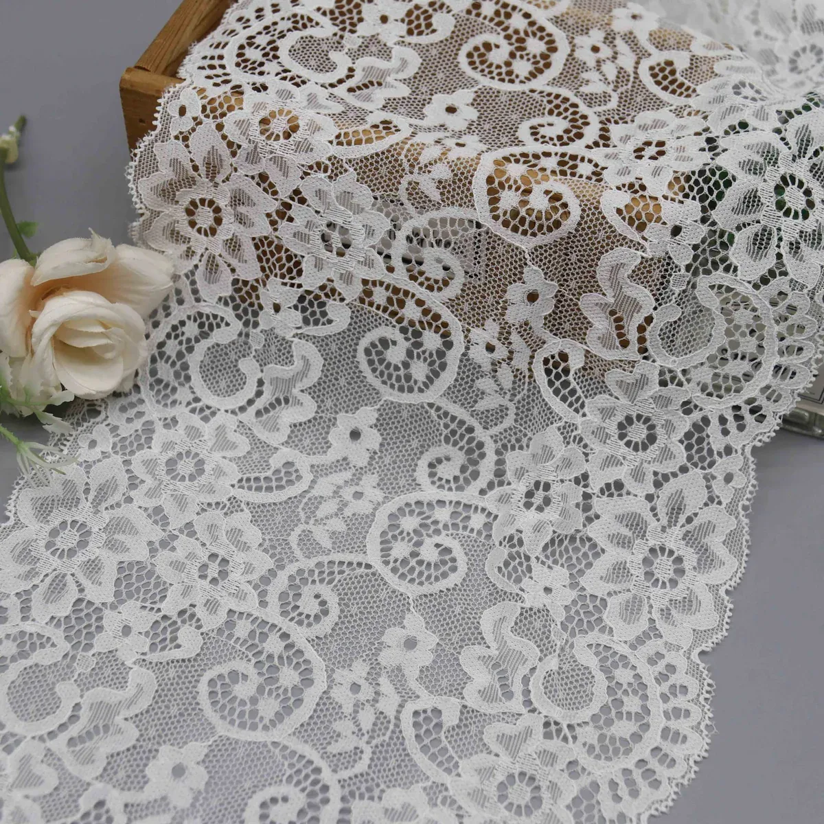 Wide Nylon-Spandex Galloon Lace Trim — detail view 2 Wide Nylon-Spandex Galloon Lace Trim — detail view 2