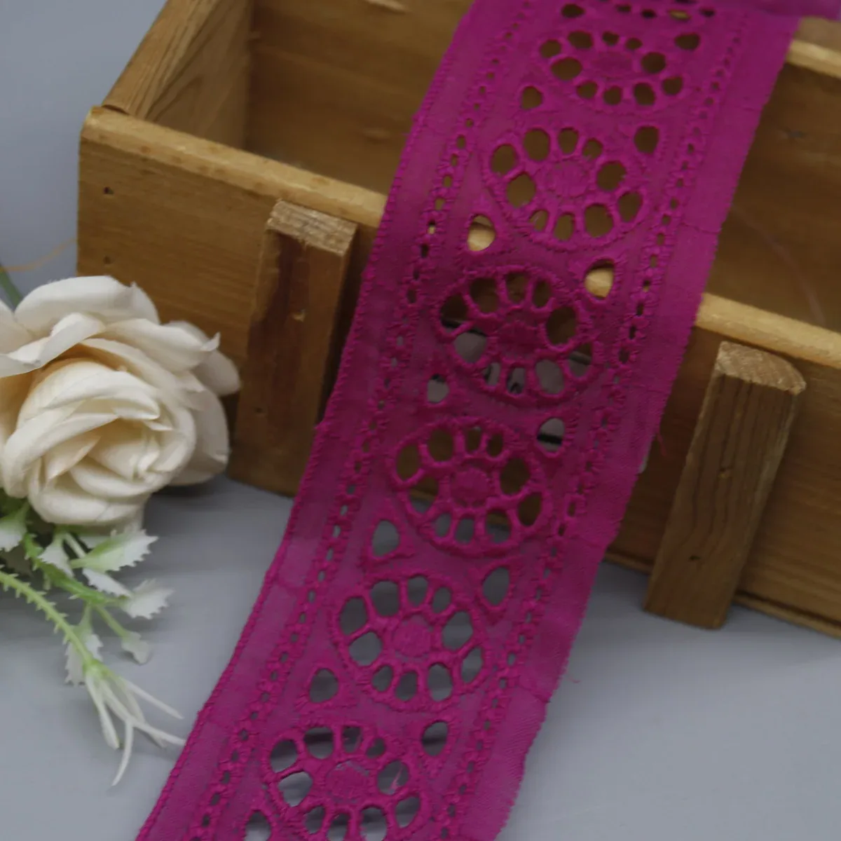 Geometric Medallion Eyelet Lace Trim for Garment Edging, product detail view 15