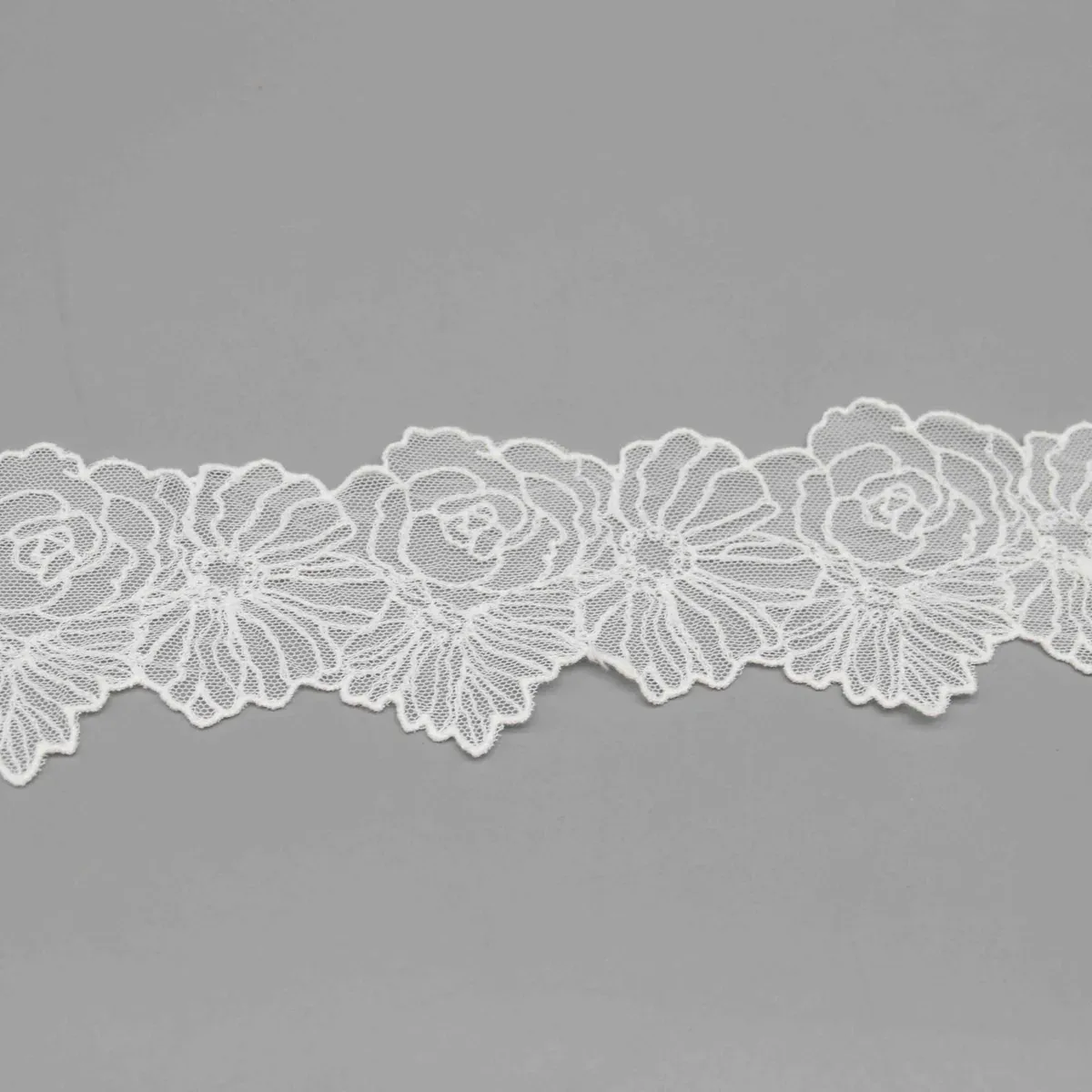 Embroidered Cotton Lace Trim for Bridal Gown Embellishment, product detail view 5