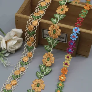 Embroidered Flower Trim for Bohemian Style Apparel and Accessories, main product view