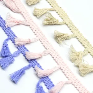 Broom Tassel 100% Polyester Fringe Trim 4.5cm Sage Green for Boho Fashion & Home Décor, main product view