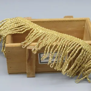 Golden Spiral Metallic 100% Polyester Fringe Lace Trim 4.5cm for Evening Dress, main product view