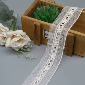 Butterfly Eyelet 100% Polyester Mesh Embroidery Lace Trim 4cm for Lingerie, main product view