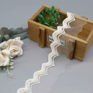 Chevron Wave 100% Polyester Mesh Embroidery Lace Trim 5.5cm for Casual Dress, main product view