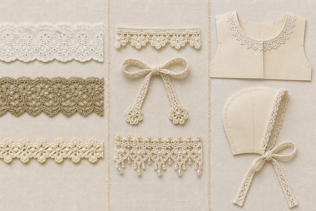 Comparison of lace trim materials, constructions and placements on childrenswear