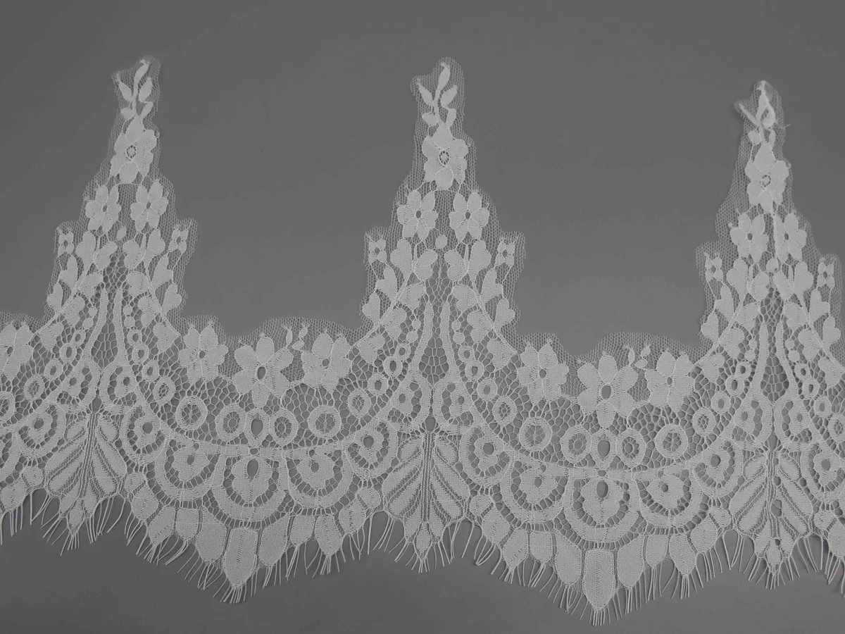 A Repeating Floral Foliate Pattern Forming Wide Galloon Lace Trim for Lingerie