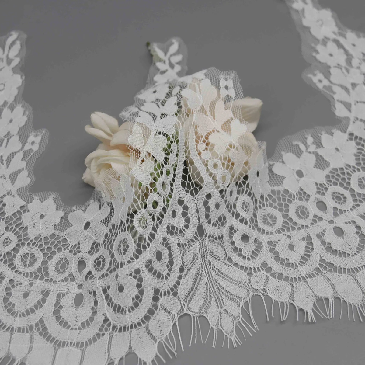 A Repeating Floral Foliate Pattern Forming Wide Galloon Lace Trim for Lingerie