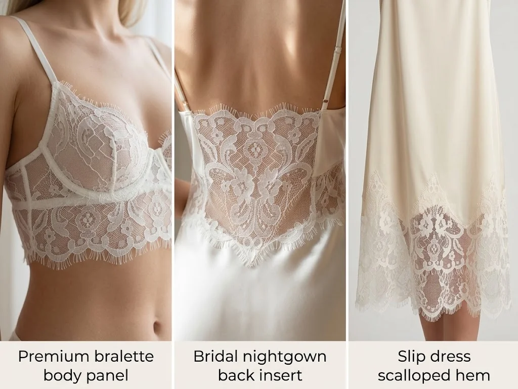 A Repeating Pattern Of Floral Baroque Scroll Galloon Lace Trim for Lingerie