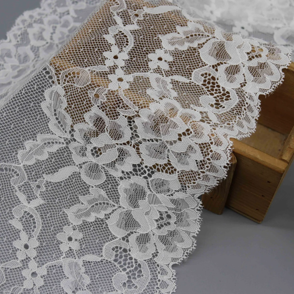 Dense Floral Pattern With Flowers and Leaves On Wide Stretch Galloon Lace for Lingerie