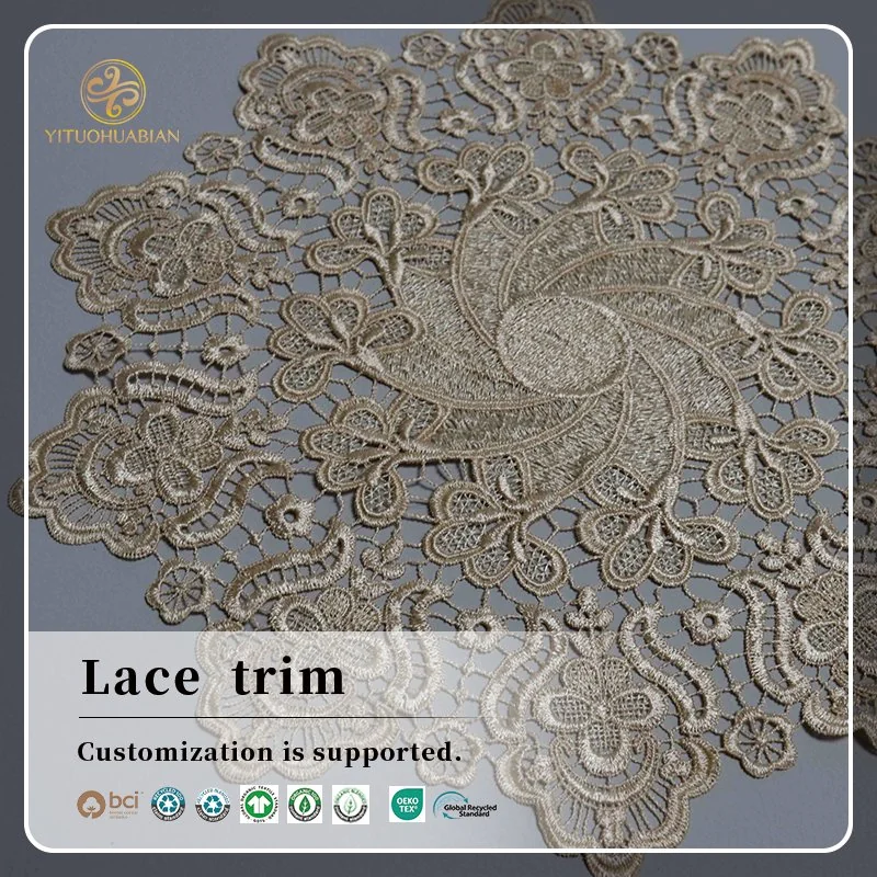 Factory Direct Embroidered Water Soluble Lace for Luxury Placemats and Home Decor