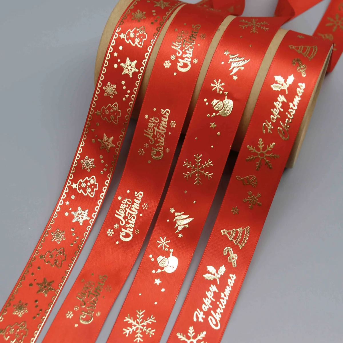 Factory Direct Gold Foil Printed Ribbon for Holiday Decoration