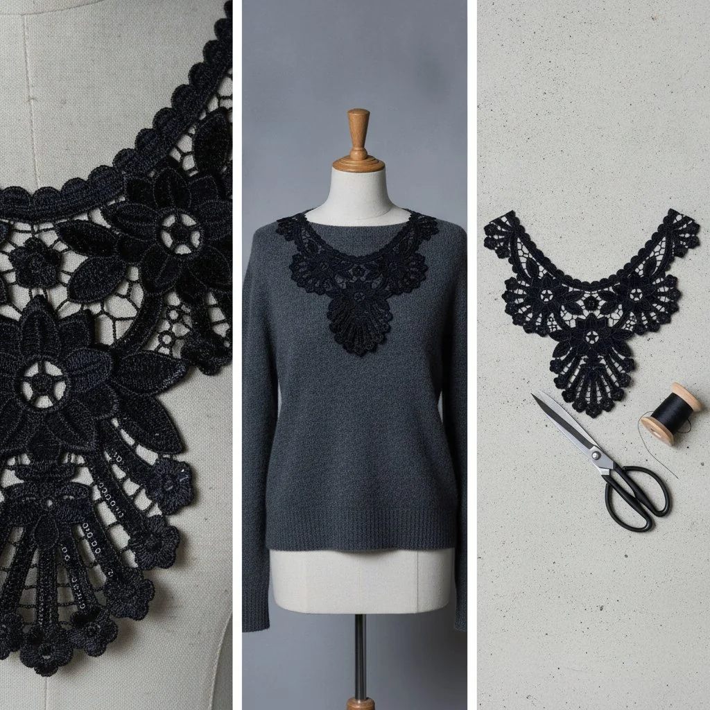 Factory Direct Guipure Lace Collar for Garment Neckline Design