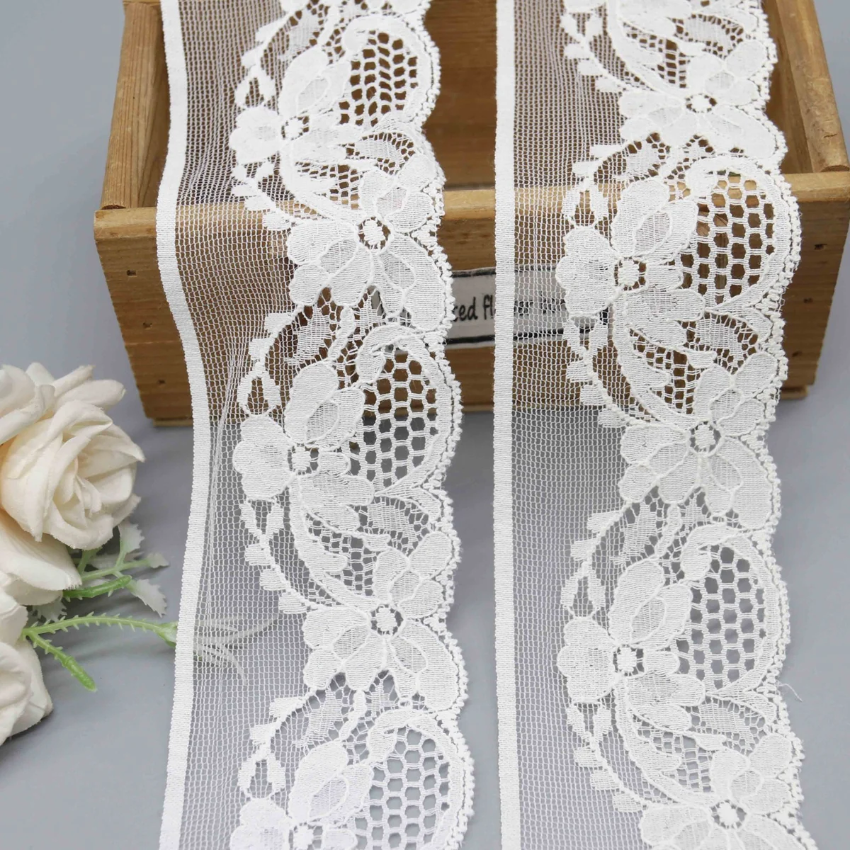 Factory Direct Nylon Cotton Floral Lace Trim for Garment Edging and Lingerie