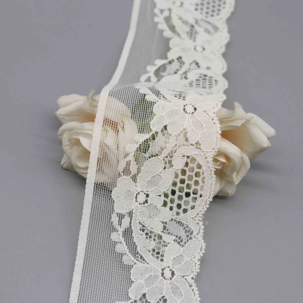 Factory Direct Nylon Cotton Floral Lace Trim for Garment Edging and Lingerie