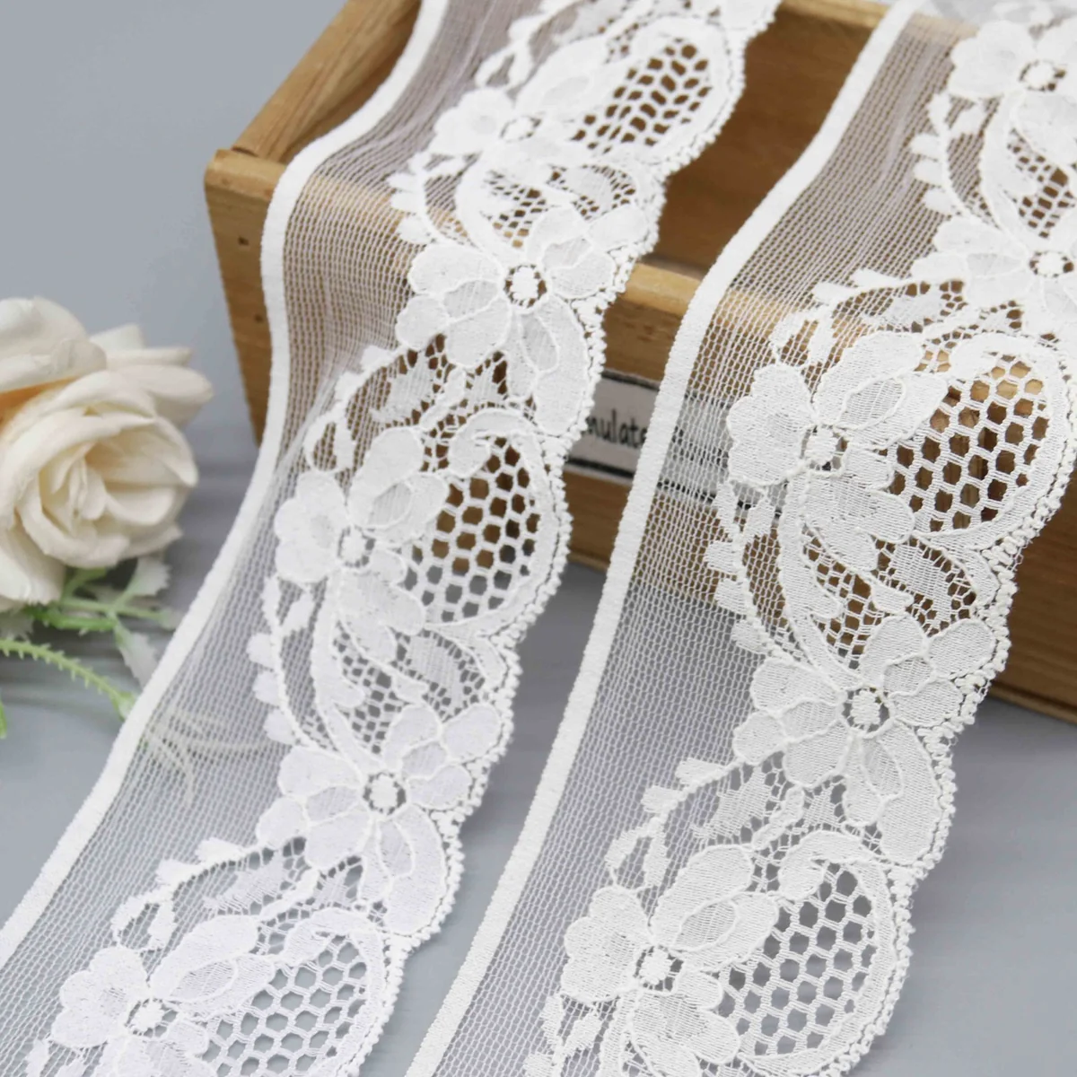 Factory Direct Nylon Cotton Floral Lace Trim for Garment Edging and Lingerie