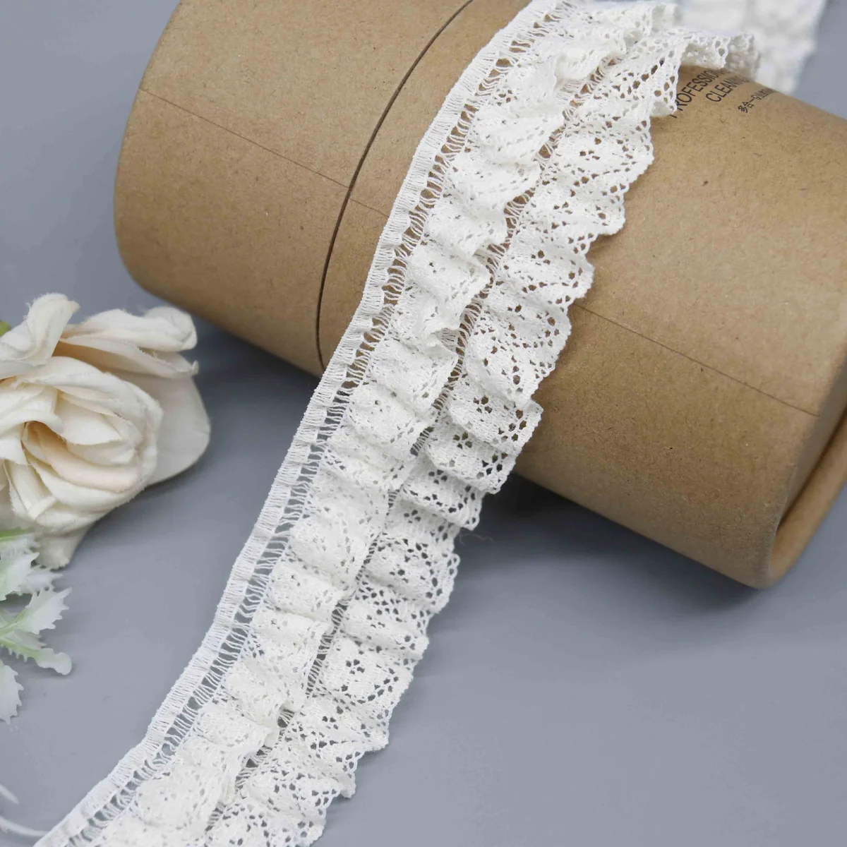 Factory Direct Ruffled Nylon Cotton Lace for Garment Cuffs and Collars