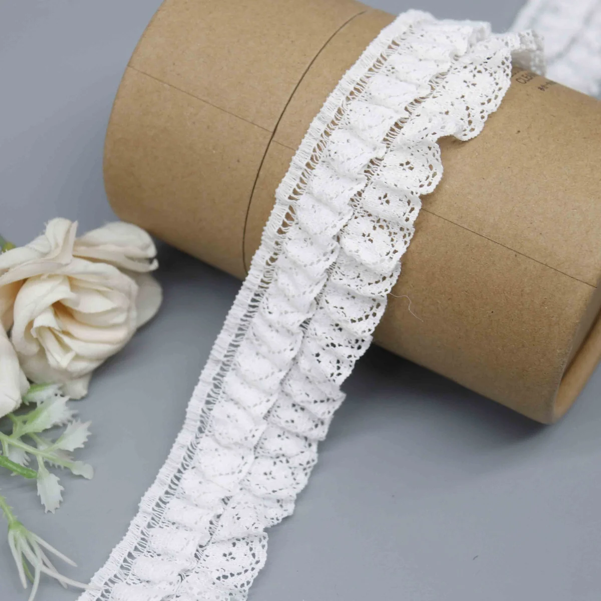 Factory Direct Ruffled Nylon Cotton Lace for Garment Cuffs and Collars