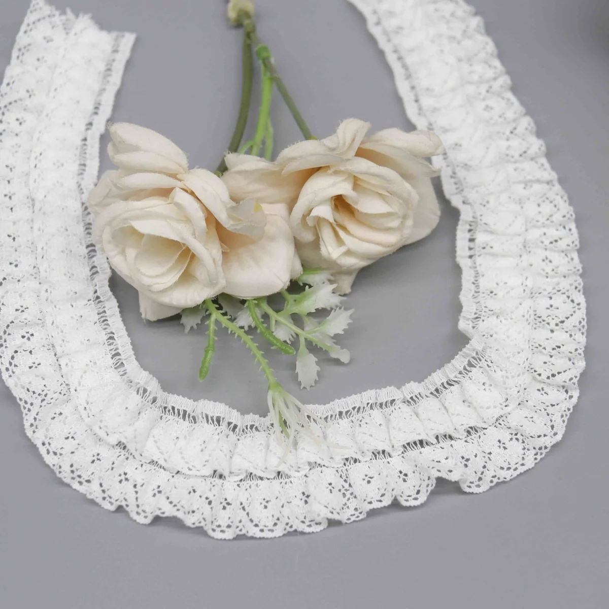Factory Direct Ruffled Nylon Cotton Lace for Garment Cuffs and Collars