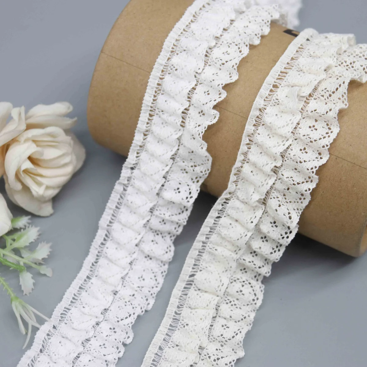 Factory Direct Ruffled Nylon Cotton Lace for Garment Cuffs and Collars