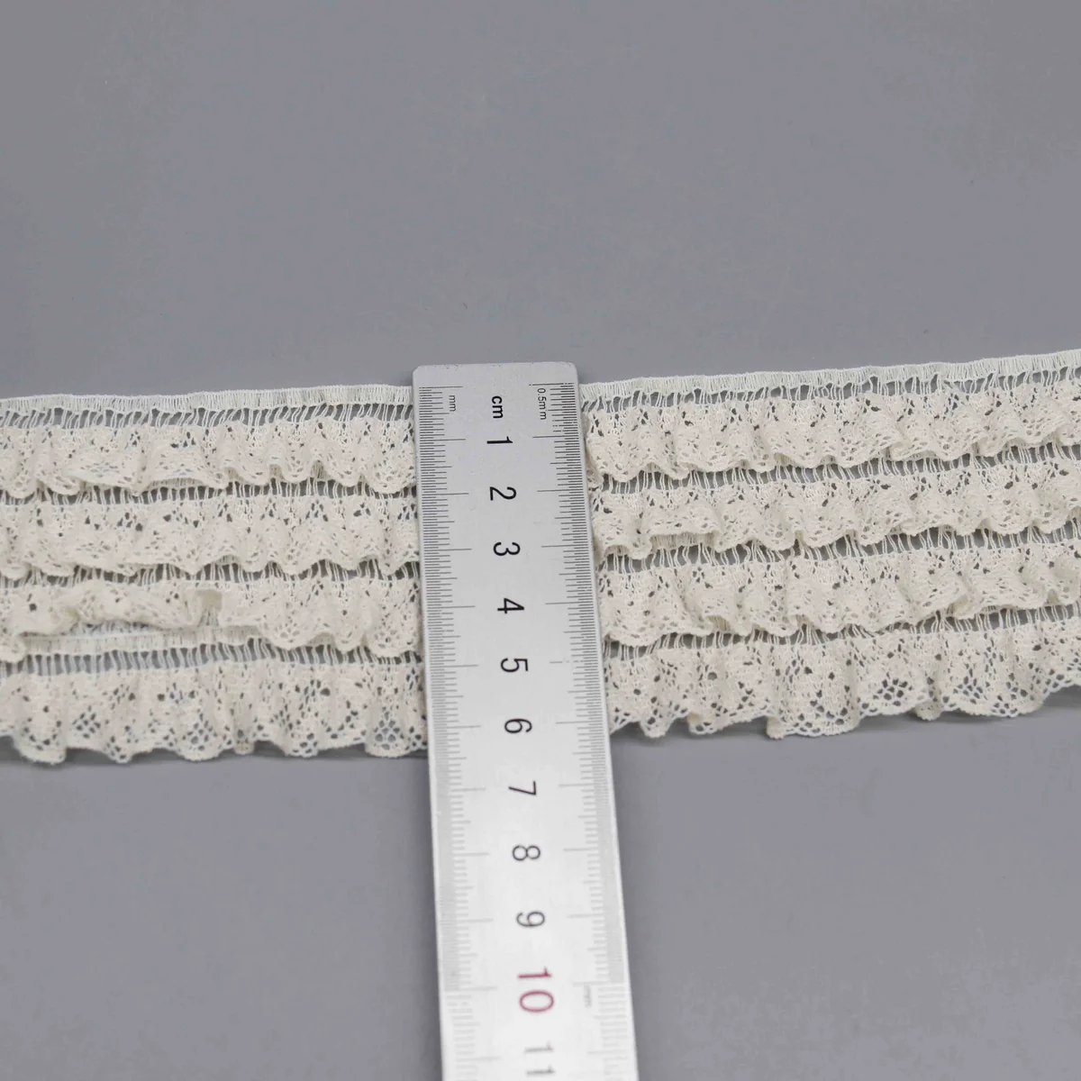 Factory Direct Ruffled Nylon Cotton Lace for Garment Cuffs and Hems