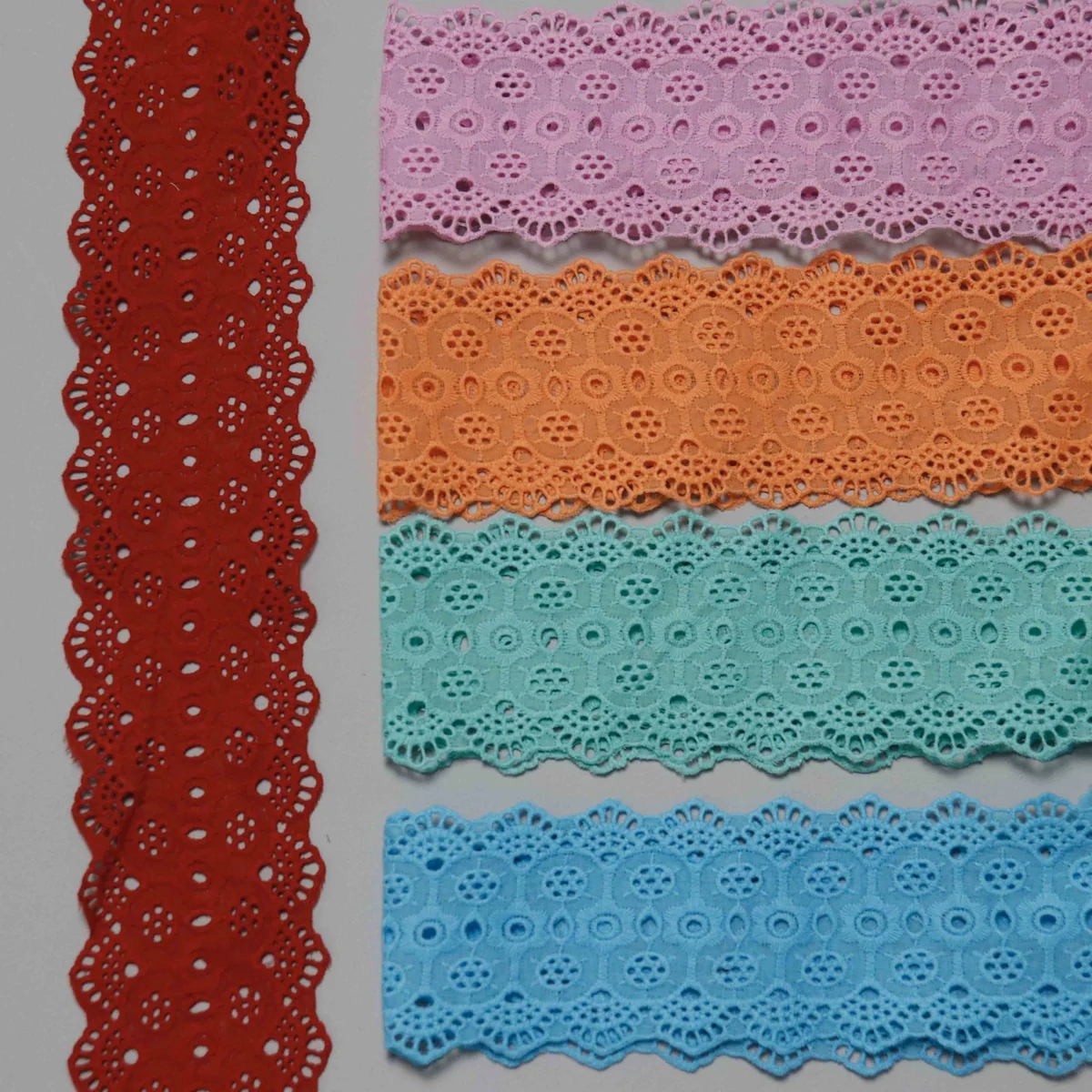 Factory Direct Wide Cotton Eyelet Lace for Garment Edging and Home Decor