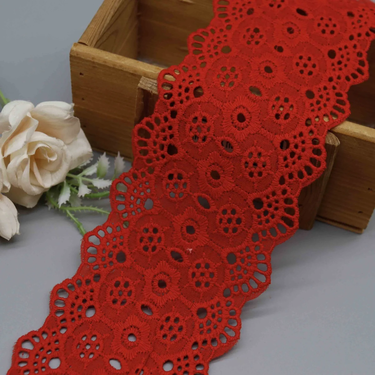 Factory Direct Wide Cotton Eyelet Lace for Garment Edging and Home Decor