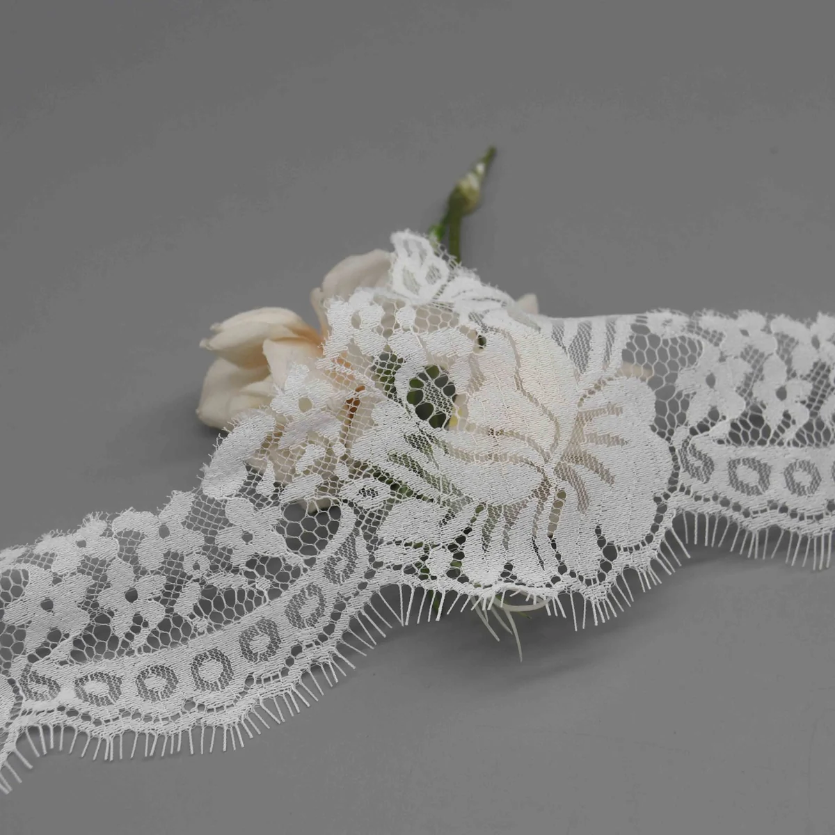 Factory Direct Wide Floral Stretch Lace Trim for Lingerie and Apparel Edging