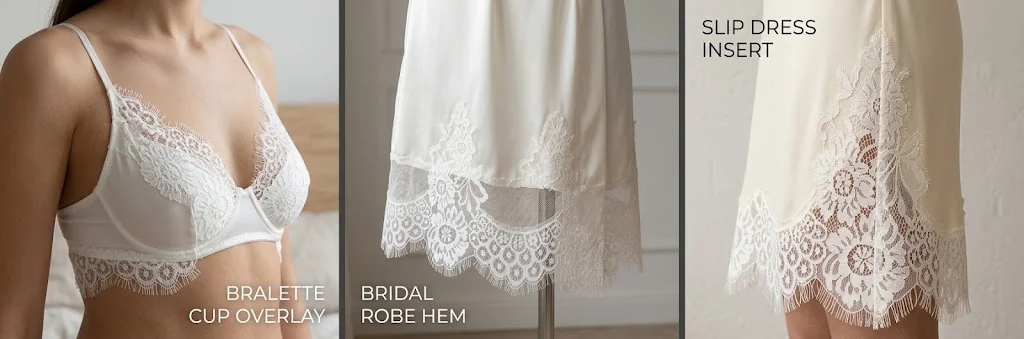 Floral and Botanical Motifs With A Double Galloon Lace Trim for Lingerie