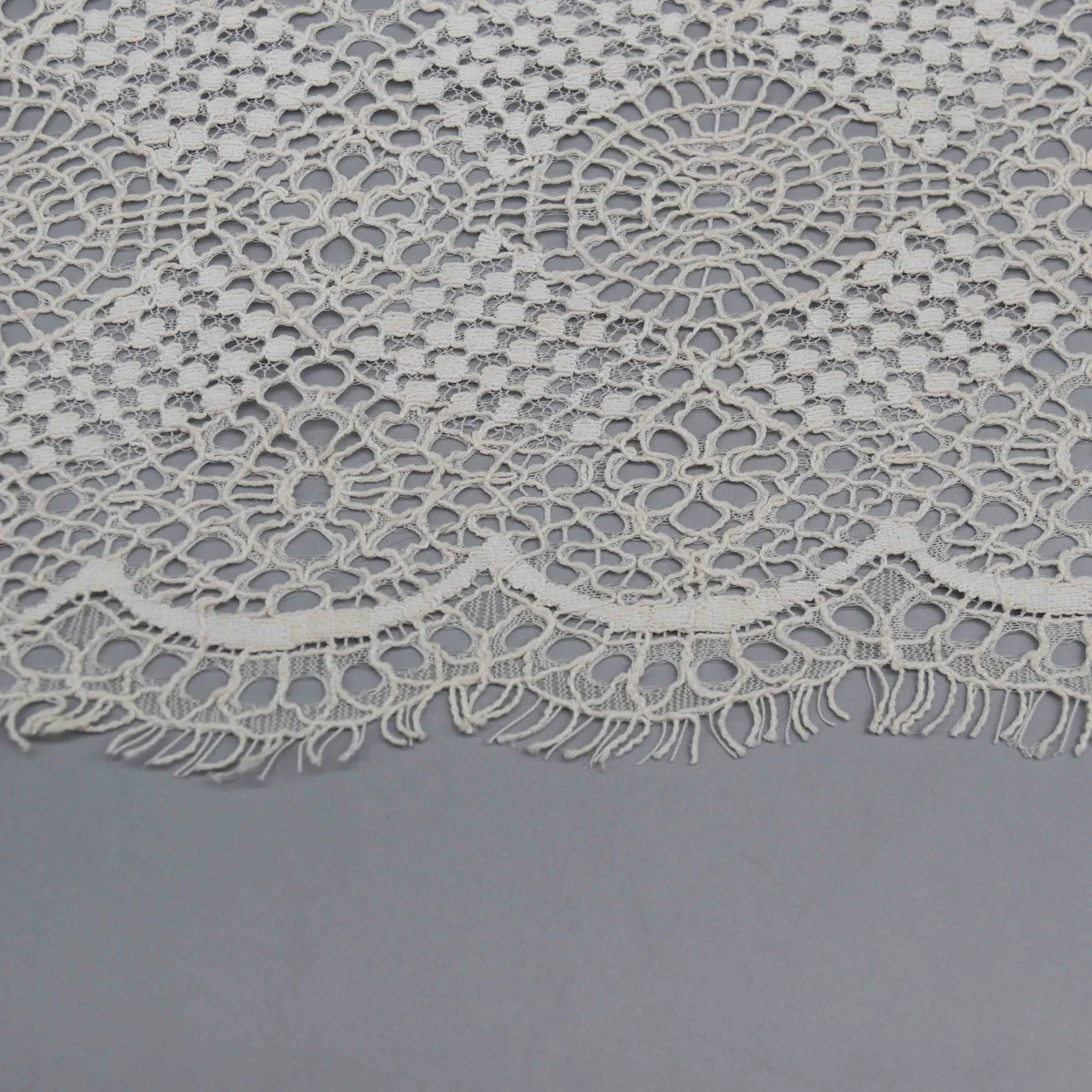 Geometric Circular Medallions Arranged In A Wide Cotton Lace Trim for Apparel Hemming