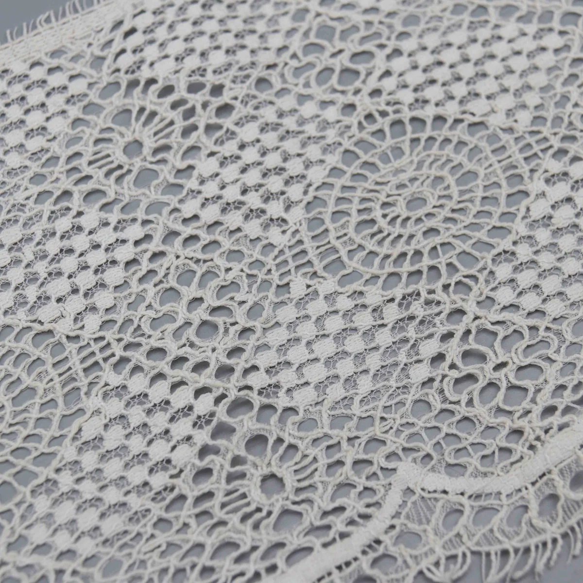 Geometric Circular Medallions Arranged In A Wide Cotton Lace Trim for Apparel Hemming