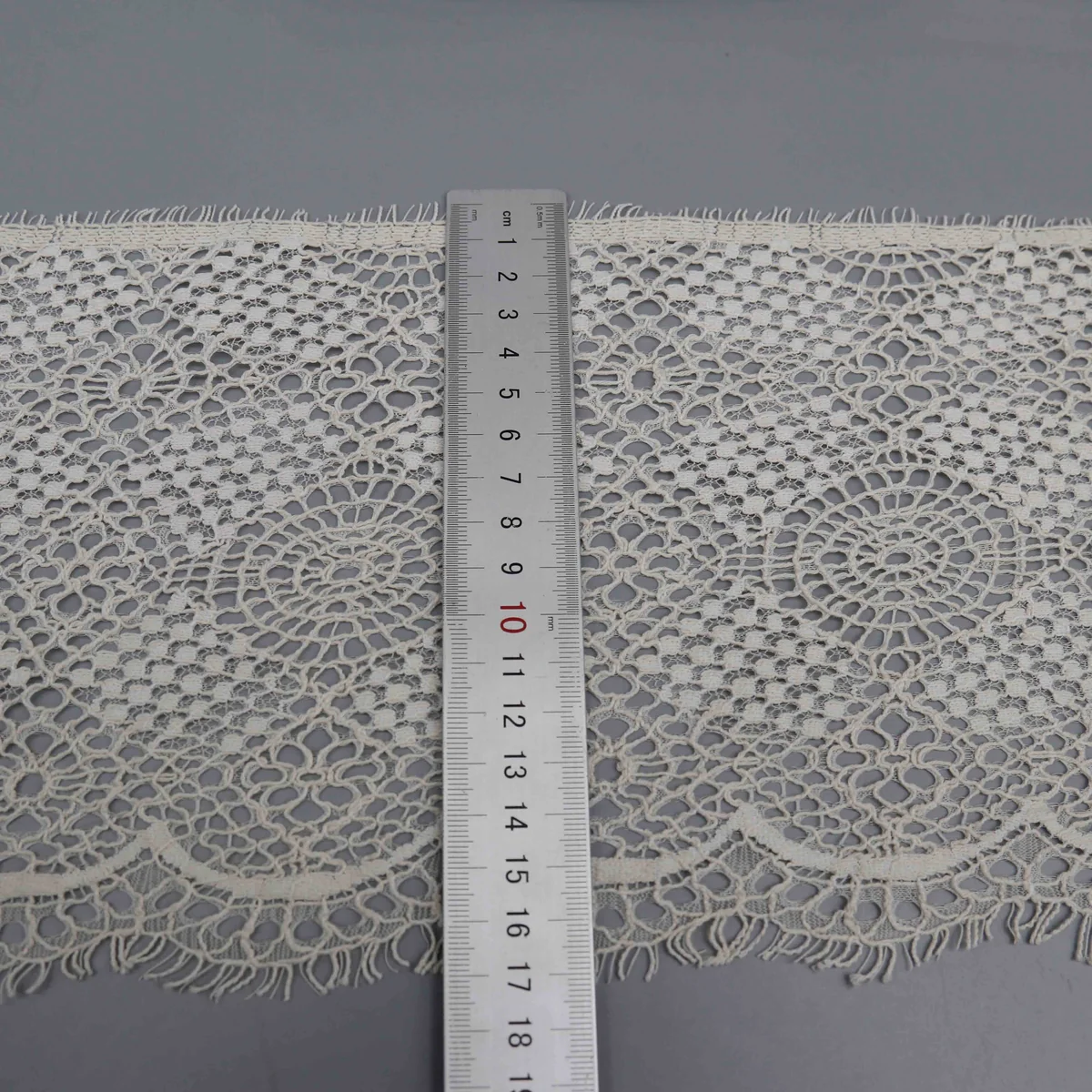 Geometric Circular Medallions Arranged In A Wide Cotton Lace Trim for Apparel Hemming