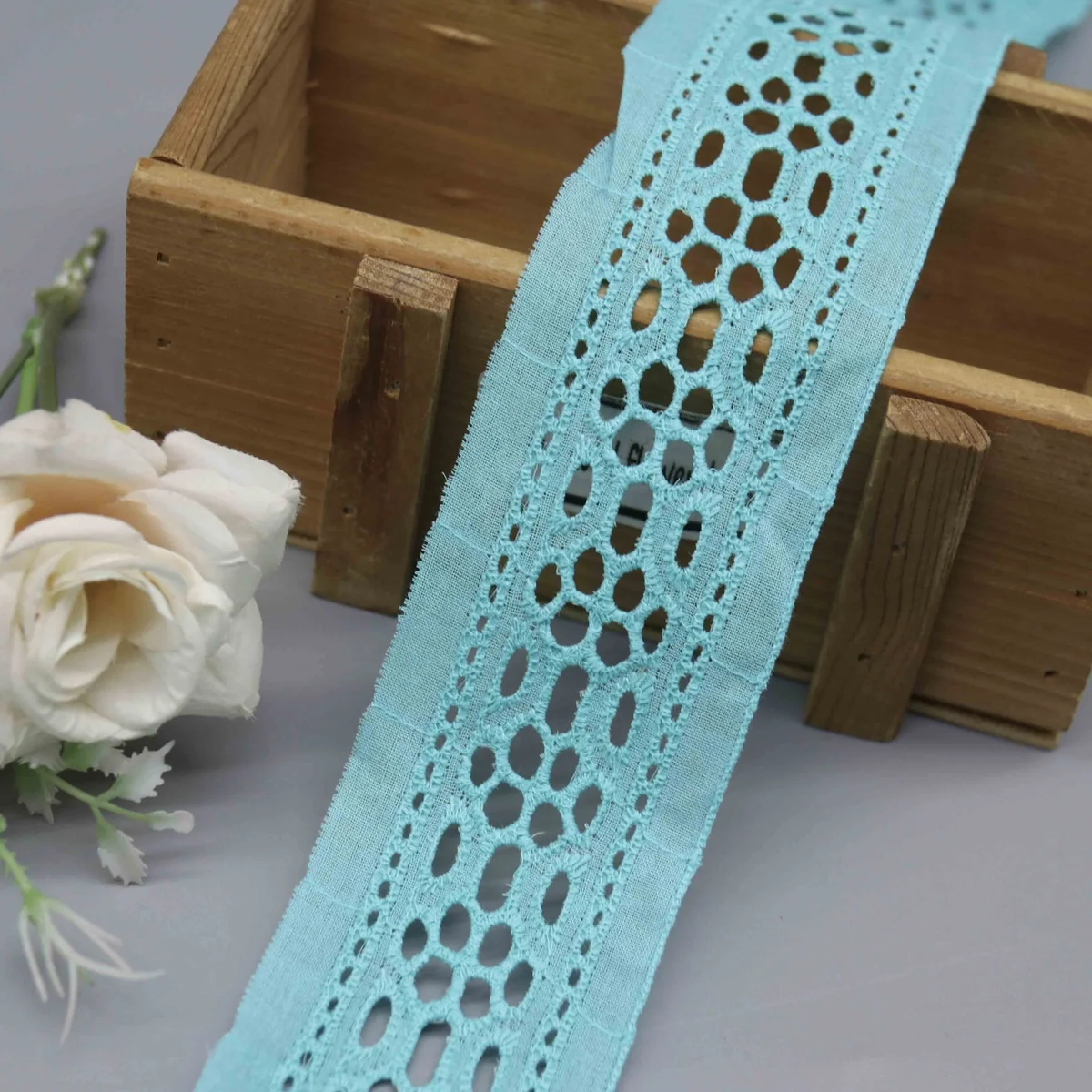 Geometric Honeycomb Oval Eyelets In A Central Eyelet Lace Trim for Garment Trim