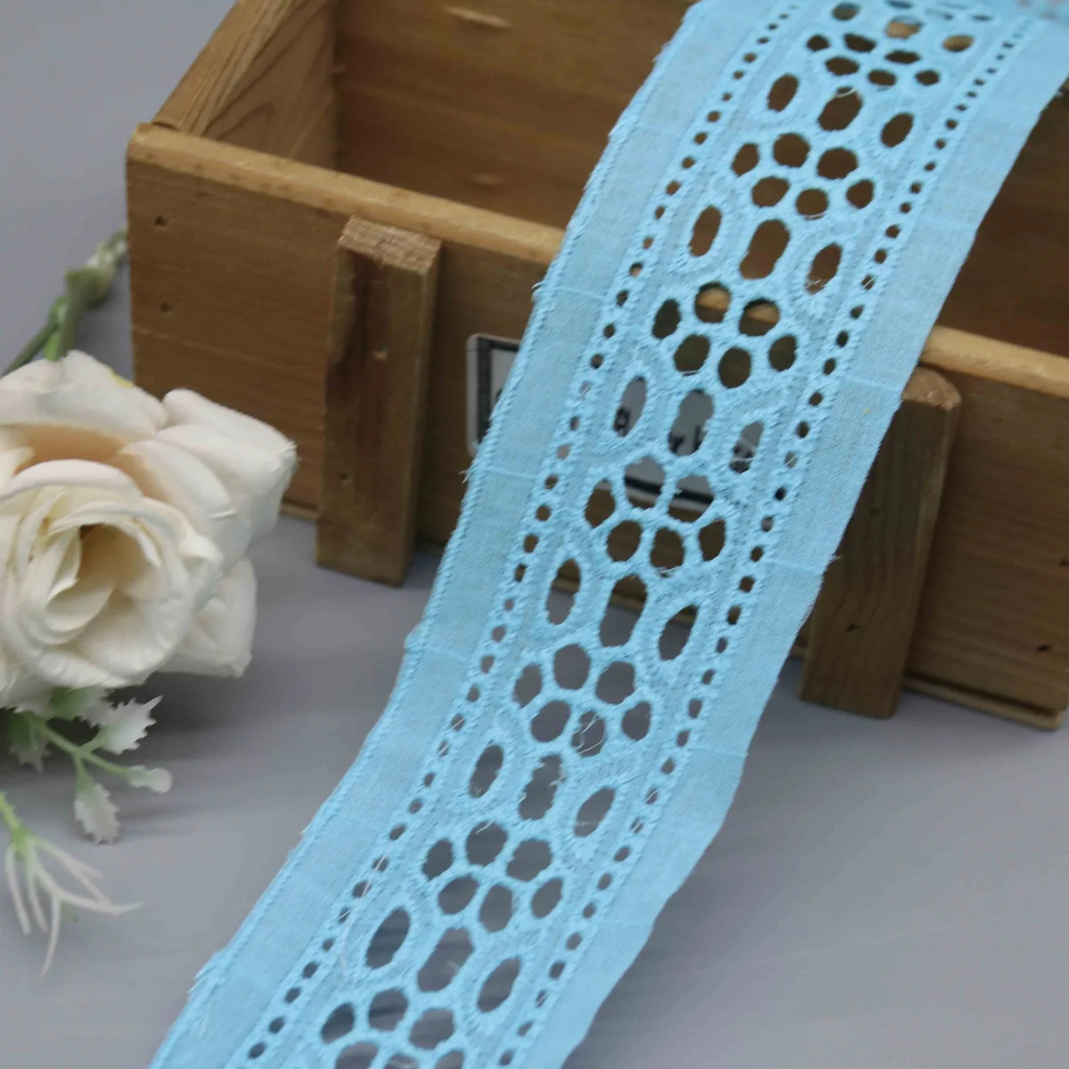 Geometric Honeycomb Oval Eyelets In A Central Eyelet Lace Trim for Garment Trim