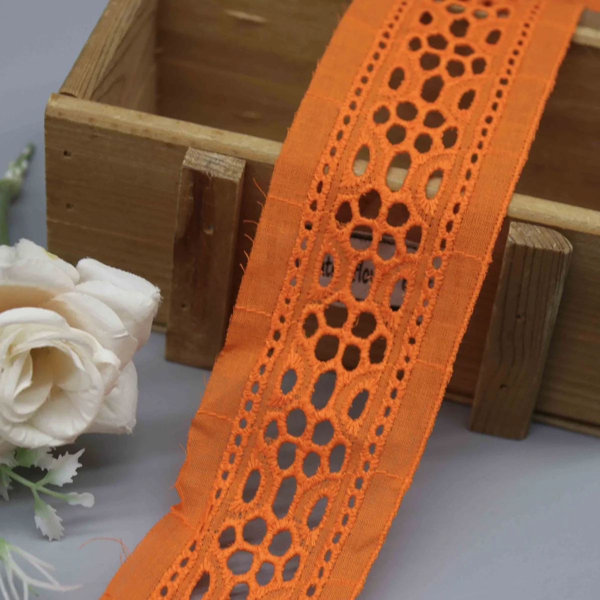 Geometric Honeycomb Oval Eyelets In A Central Eyelet Lace Trim for Garment Trim