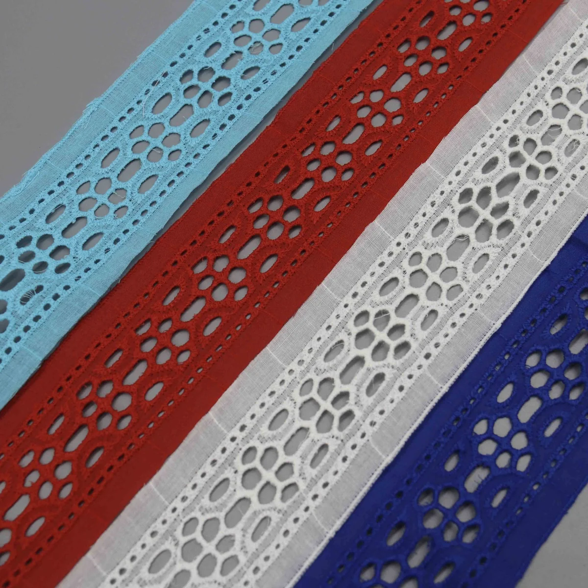 Geometric Honeycomb Oval Eyelets In A Central Eyelet Lace Trim for Garment Trim