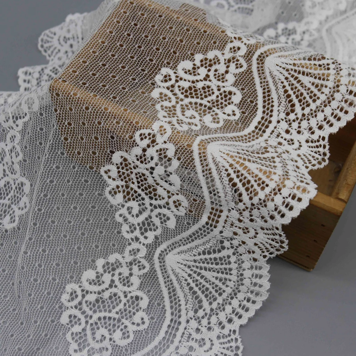 One Features Symmetrical Floral Wide Galloon Lace Trim for Lingerie