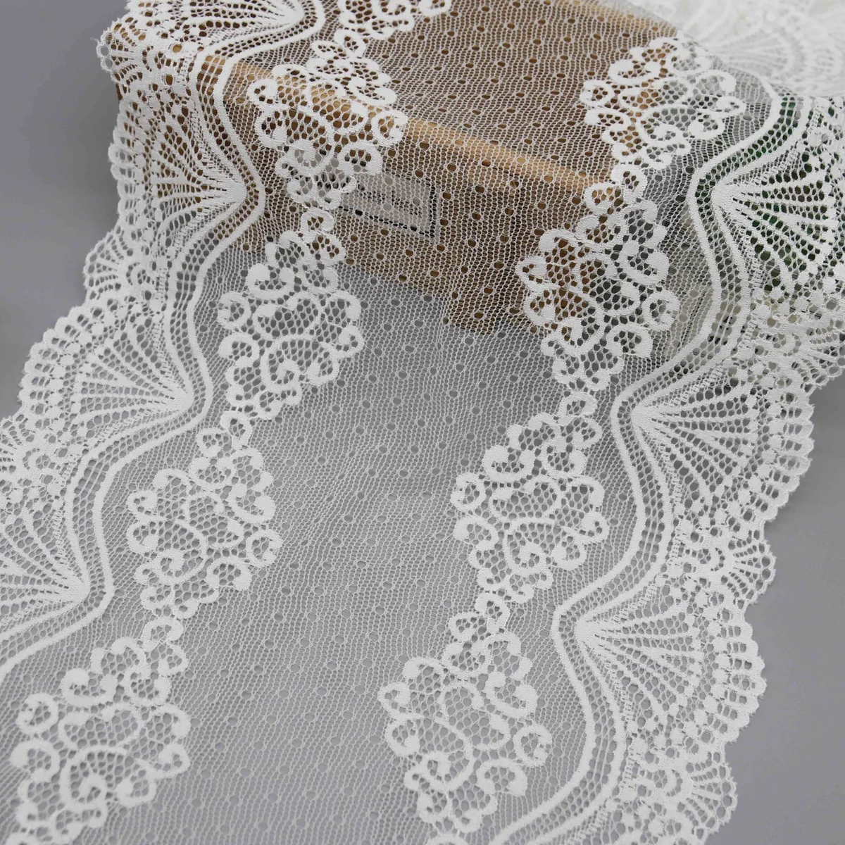 One Features Symmetrical Floral Wide Galloon Lace Trim for Lingerie