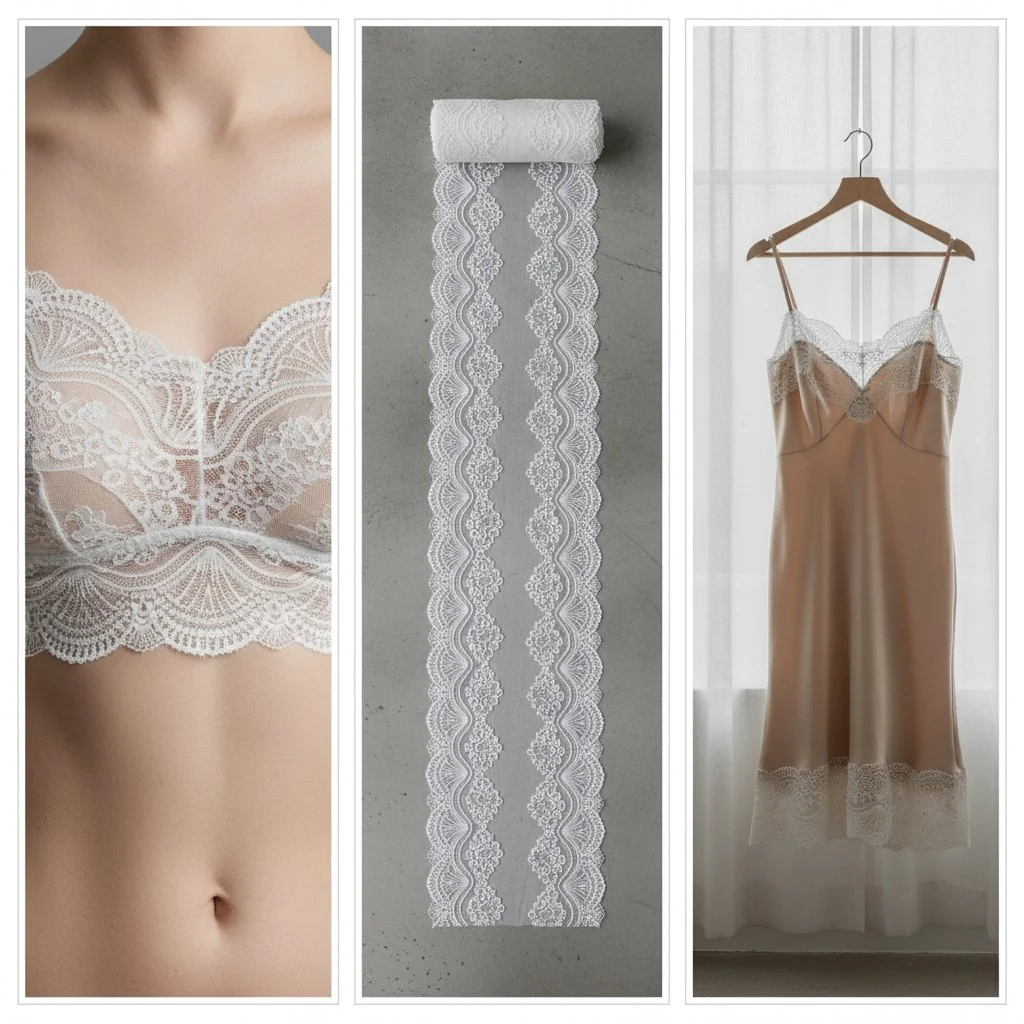 One Features Symmetrical Floral Wide Galloon Lace Trim for Lingerie