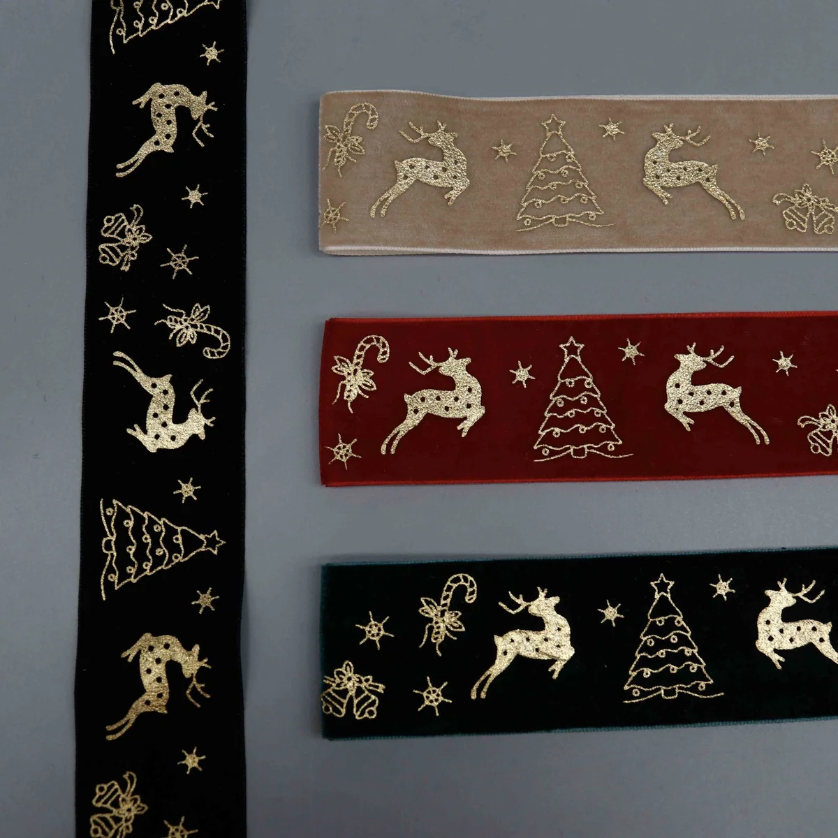 Reindeer Christmas Trees and Candy Canes Ribbon for Gift Wrapping