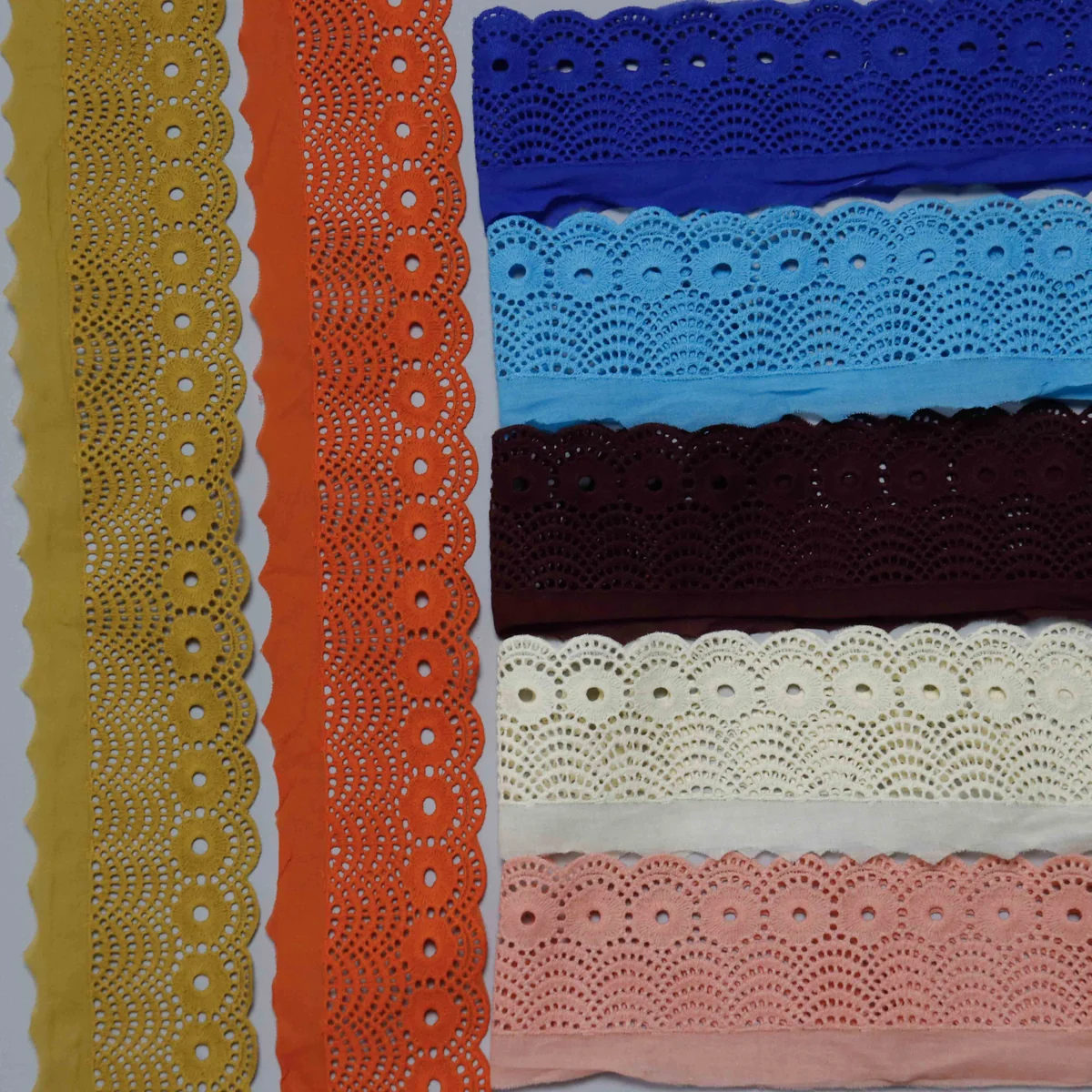 Scalloped Edge With Repeating Circular Motifs Eyelet Lace Trim for Garment Trim