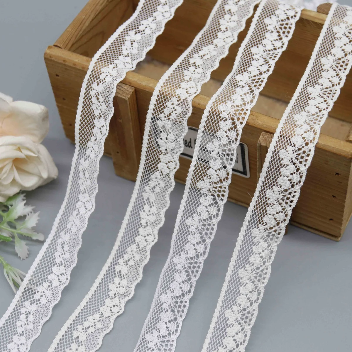 Small Repeating Floral Vine On A Mesh Ground Lace Trim for Lingerie