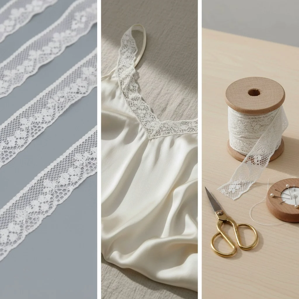 Small Repeating Floral Vine On A Mesh Ground Lace Trim for Lingerie