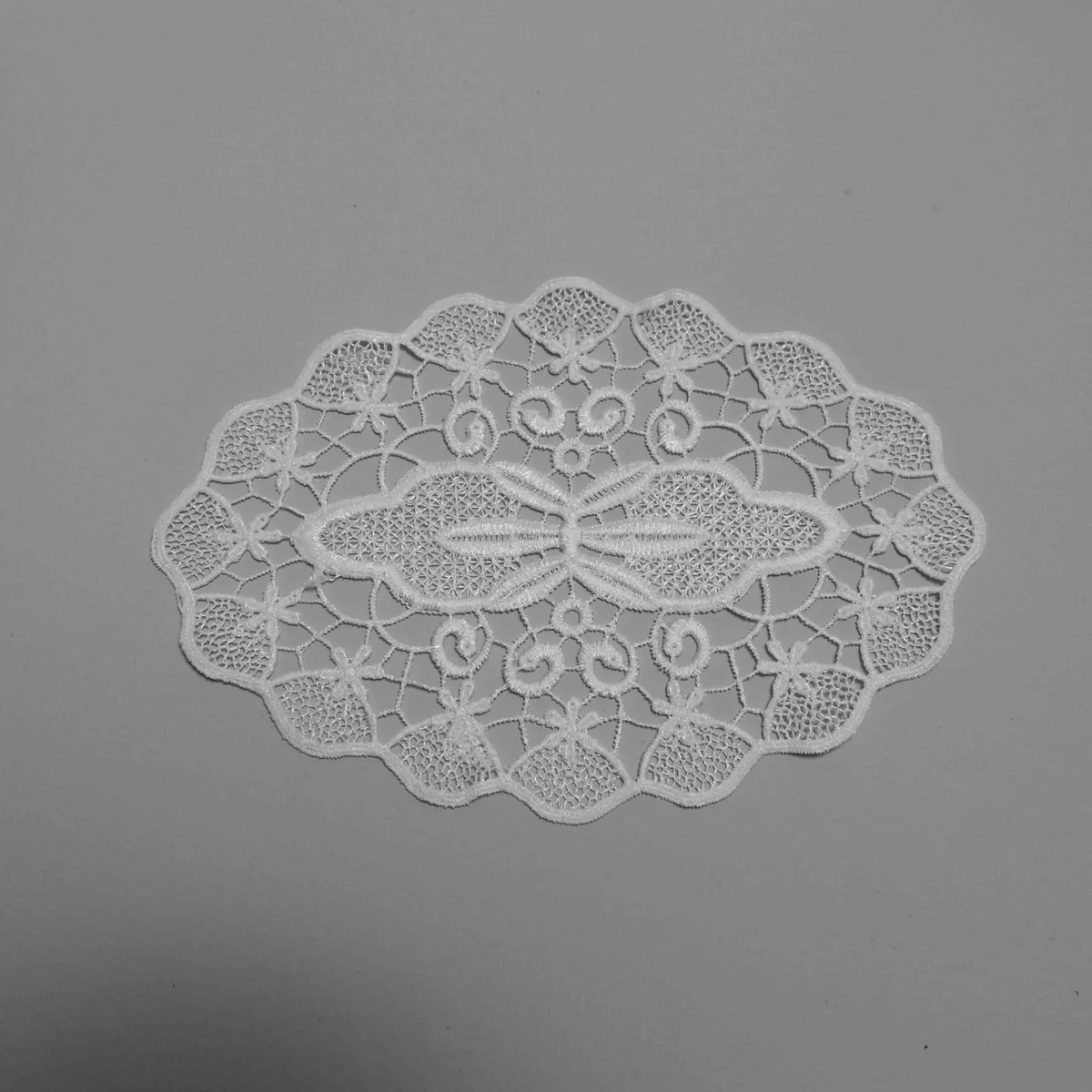 Symmetrical Floral and Butterfly Motif With A Lace Applique / Doily for Home Decor