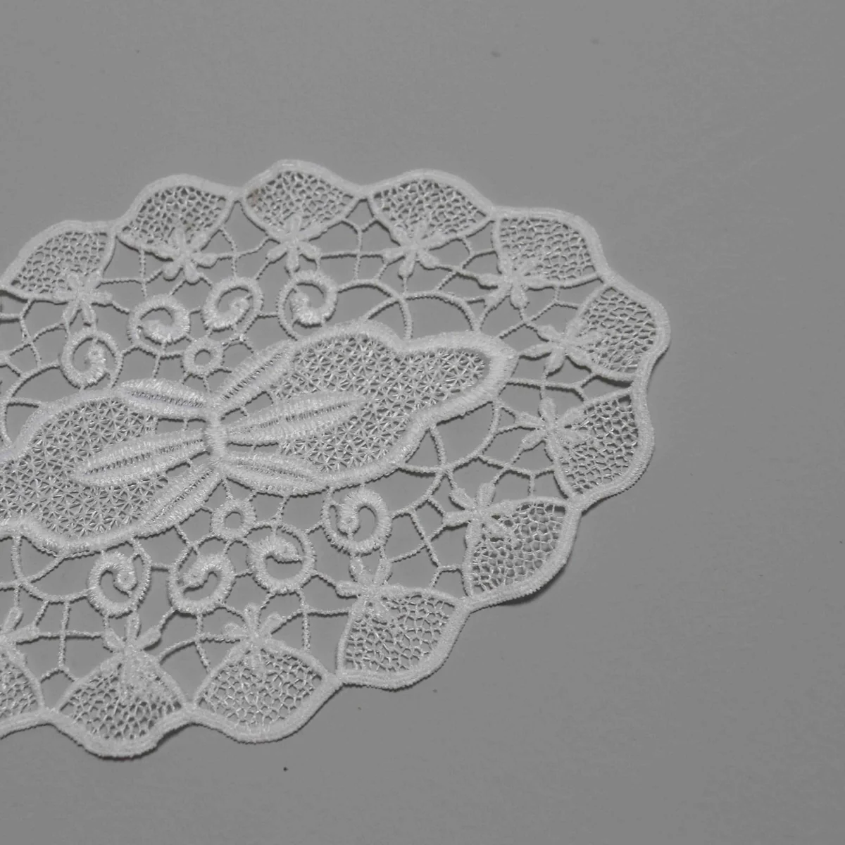 Symmetrical Floral and Butterfly Motif With A Lace Applique / Doily for Home Decor